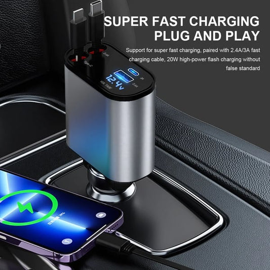 100W Digital Display Retractable Car Charger