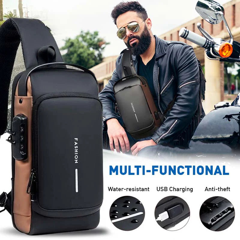 USB charging sport sling Anti-theft shoulder bag