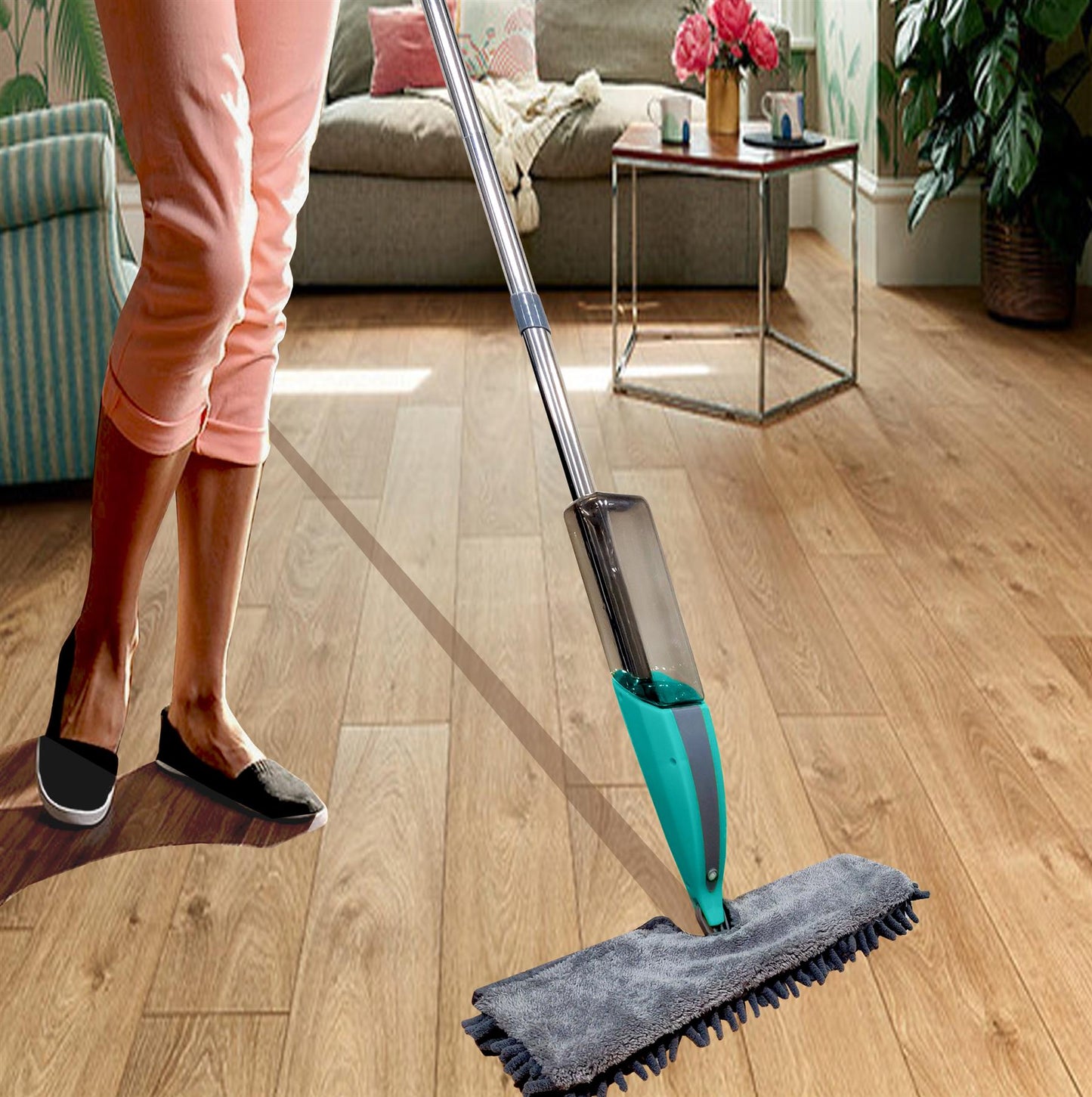 Dual Sided Powerful Microfiber Cleaning Mop With Built-in Trigger Spray