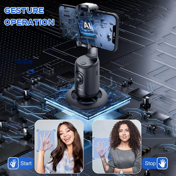 360 Rotation Auto Face Tracking AI Camera Phone Holder