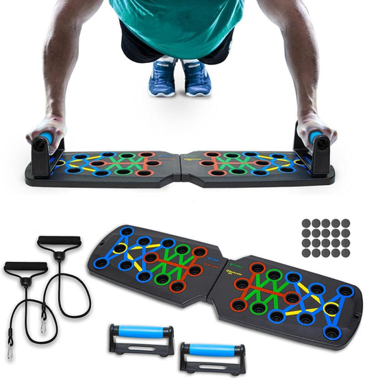 14 in 1 Push Up Board with Non-Slip Handles & Resistance Bands