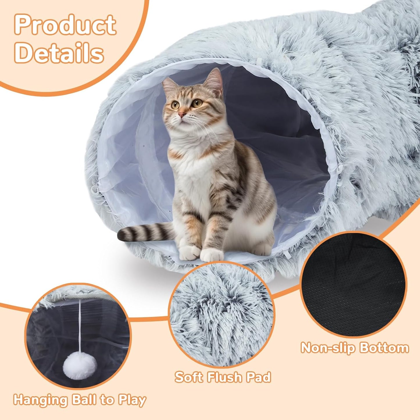 Collapsible Plush Tunnel House for Indoor Cats - Endless Fun