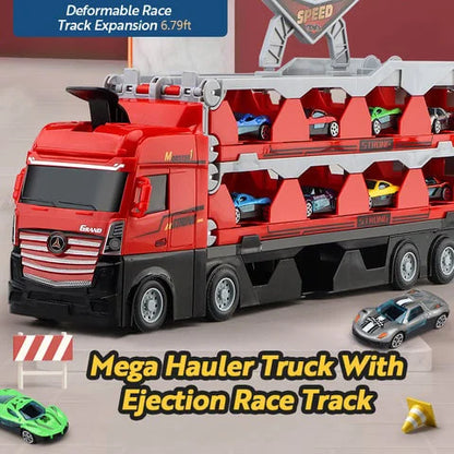 🔥Mega Hauler Truck With Ejection Race Track