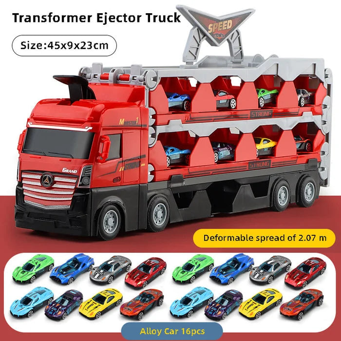 🔥Mega Hauler Truck With Ejection Race Track