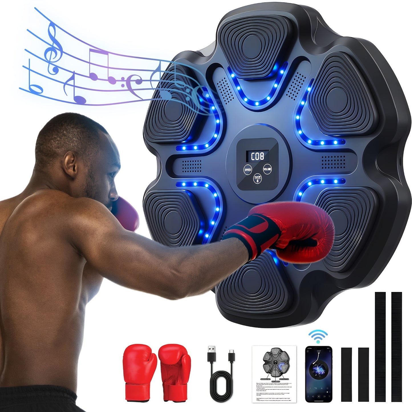 Music Boxing Machine with Gloves & Wall Mount