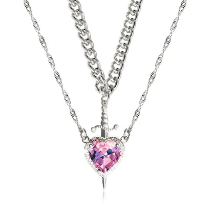 New Heart and Sword Necklace Set