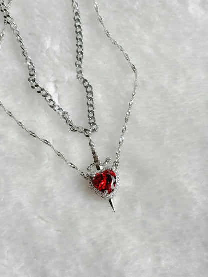 New Heart and Sword Necklace Set